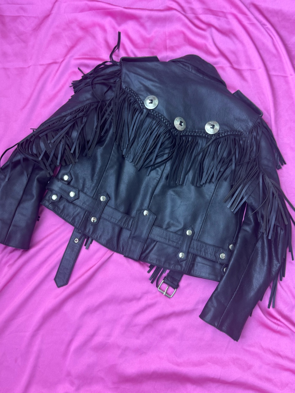 🖤FMC Black Fringe Leather Motorcycle Jacket🖤 - Picture 2 of 3